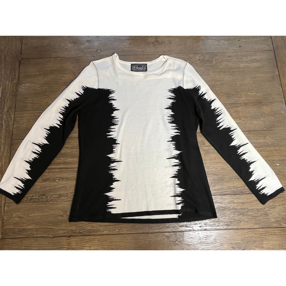 Rochelle California Black White Colorblock Sweater Sz Medium High Quality Staple